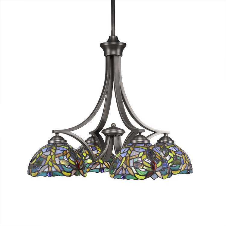 Toltec Lighting - 568-GP-9905 - Four Light Chandelier - Zilo - Graphite