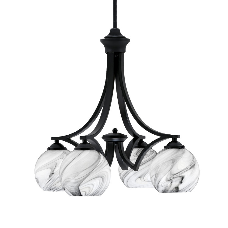Toltec Lighting - 568-MB-4109 - Four Light Chandelier - Zilo - Matte Black