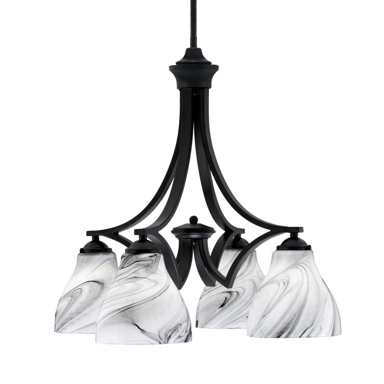 Toltec Lighting - 568-MB-4769 - Four Light Chandelier - Zilo - Matte Black