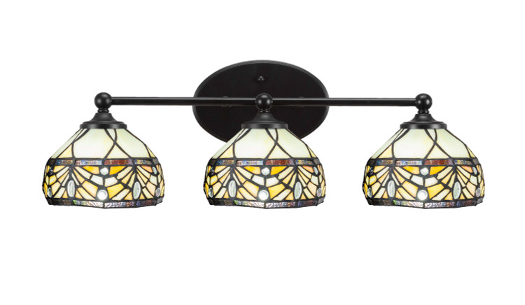 Toltec Lighting - 5913-MB-9485 - Three Light Bathroom Lighting - Capri - Matte Black