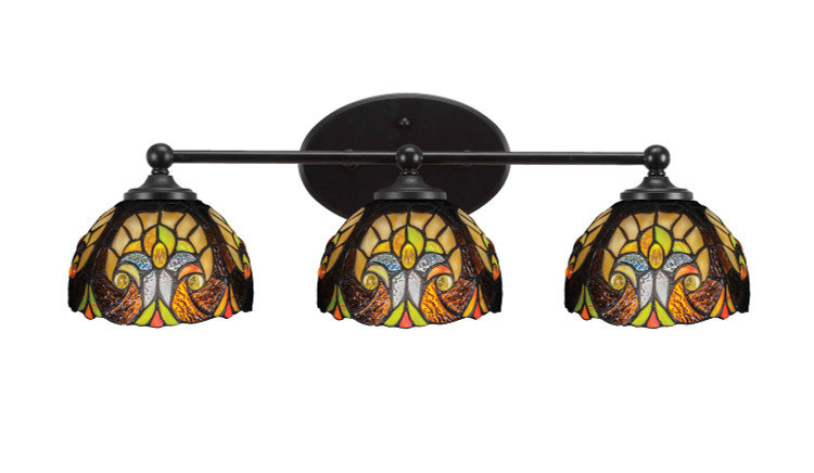 Toltec Lighting - 5913-MB-9945 - Three Light Bathroom Lighting - Capri - Matte Black