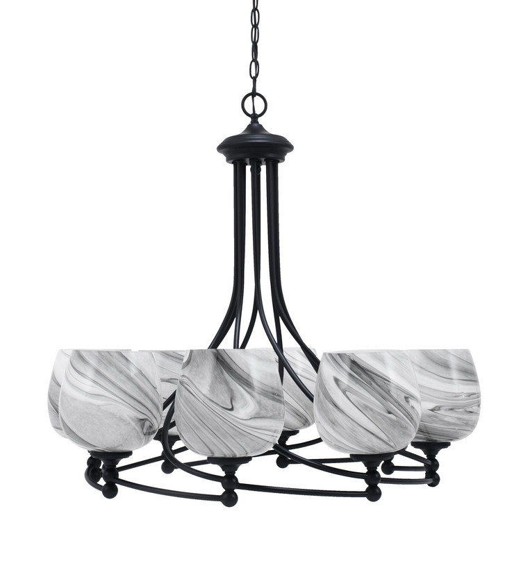 Toltec Lighting - 908-MB-4819 - Eight Light Chandelier - Capri - Matte Black