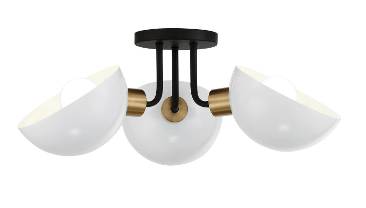 Crystorama - GIG-810-BK-AG - Three Light Semi Flush Mount - Gigi - Black + Aged Brass