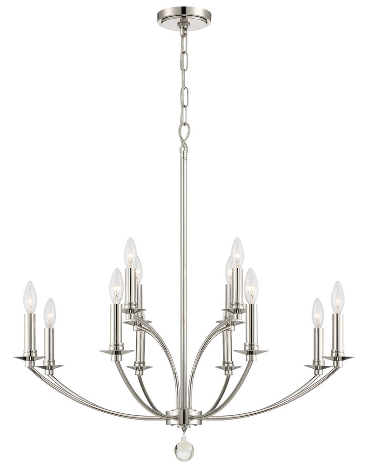 Crystorama - MIL-8012-PN - 12 Light Chandelier - Mila - Polished Nickel