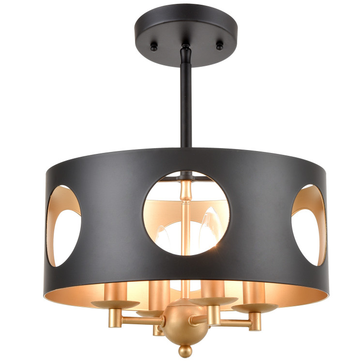 Crystorama - ODE-700-BK-GA - Four Light Pendant - Odelle - Black + Antique Gold