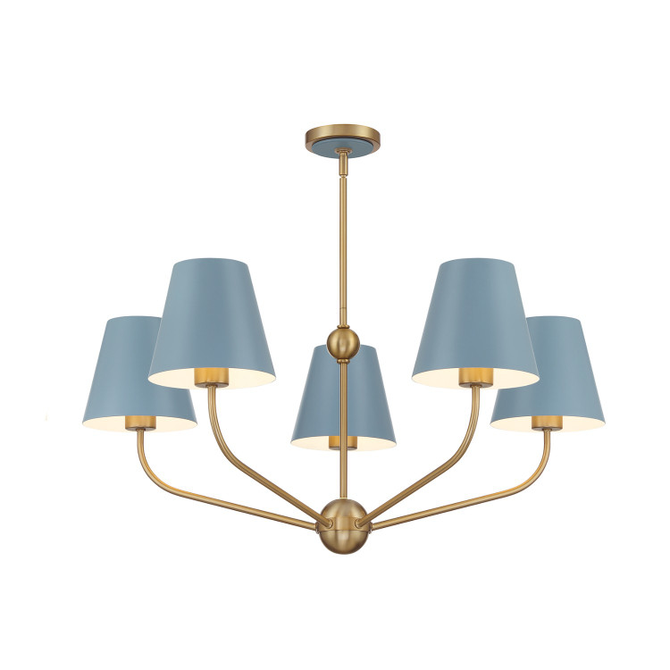 Crystorama - XAV-B9315-VG-BL - Five Light Chandelier - Xavier - Vibrant Gold