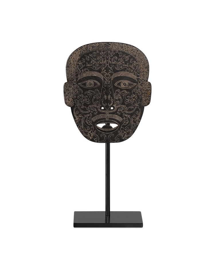 Currey and Company - 1200-0860 - Han Dynasty Jade Medicine Mask - Han Dynasty Collection - Bronze/Black
