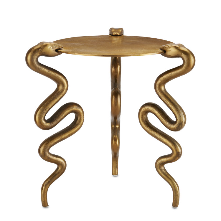Currey and Company - 4000-0140 - Accent Table - Serpent Brass Accent Table - Antique Brass