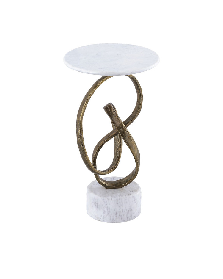 Currey and Company - 4000-0196 - Accent Table - Ruban - Antique Brass/Natural