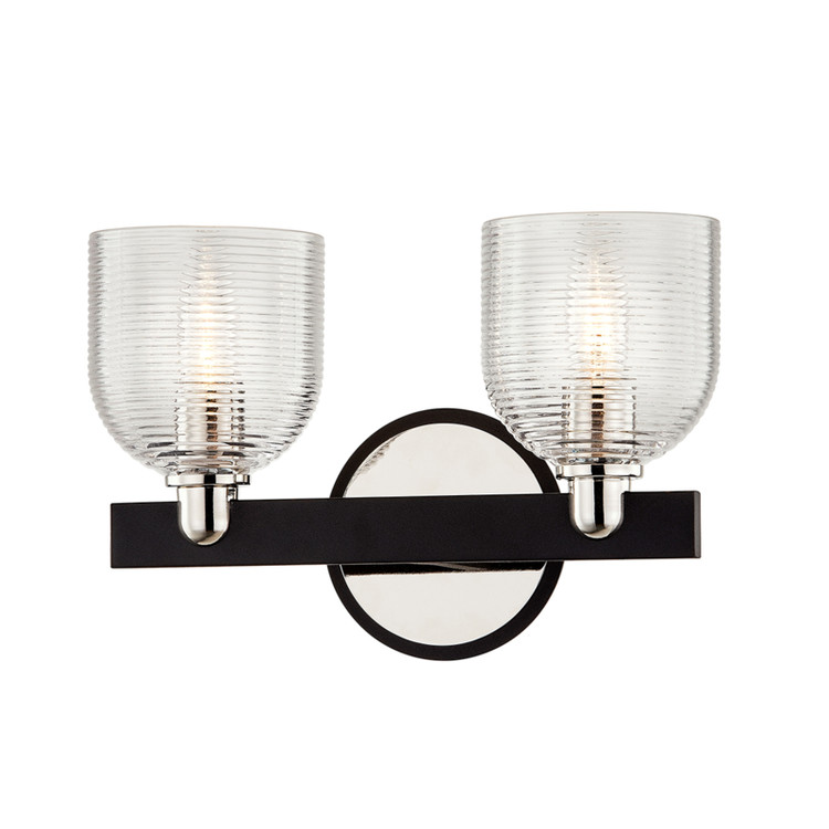 Troy Lighting - B7712-TBK/PN - Two Light Bath and Vanity - Munich - Textured Black & Polish Nickel Troy Lighting - B7712-TBK/PN - Two Light Bath and Vanity - Munich - Textured Black & Polish Nickel