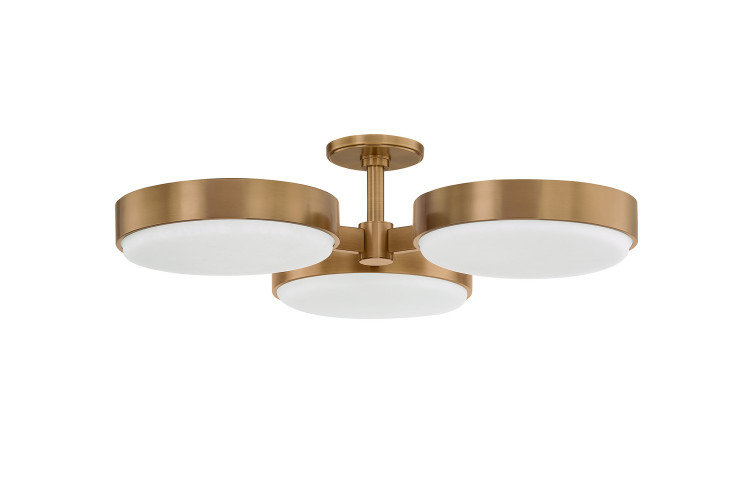 Troy Lighting - C1330-PBR - Three Light Semi Flush Mount - Rory - Patina Brass