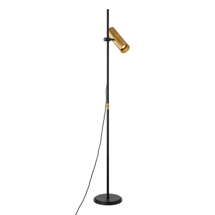 Troy Lighting - PFL9665-PBR/SBK - One Light Floor Lamp - Quinn - Patina Brass Troy Lighting - PFL9665-PBR/SBK - One Light Floor Lamp - Quinn - Patina Brass