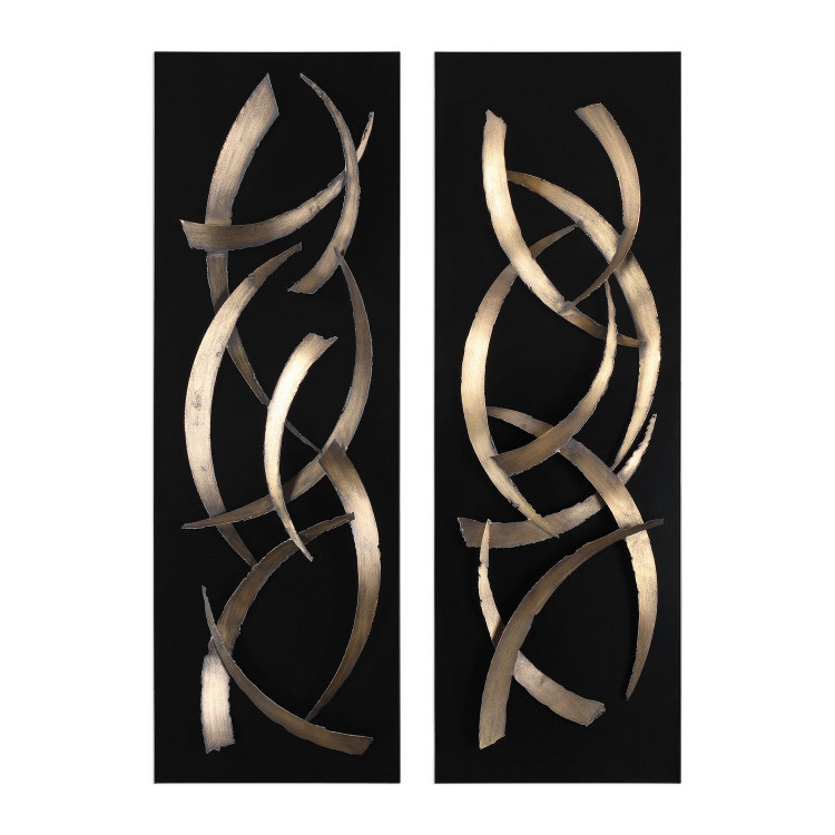 Uttermost - 04139 - Wall Art S/2 - Brushstrokes - Brushed Gold