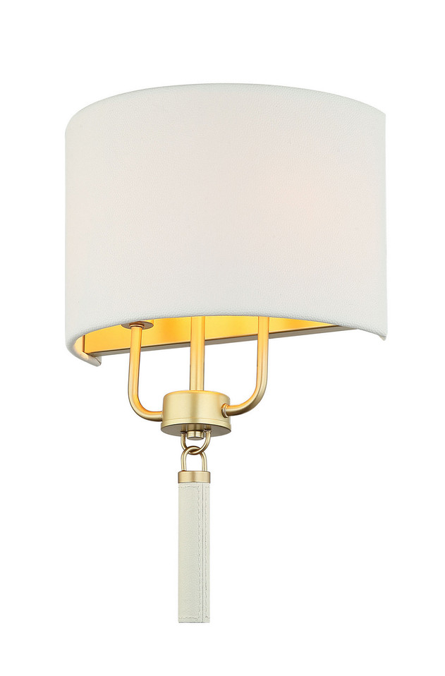 Varaluz - 368W02GOW - Two Light Wall Sconce - Secret Agent - Painted Gold/White Leather Varaluz - 368W02GOW - Two Light Wall Sconce - Secret Agent - Painted Gold/White Leather