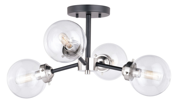 Vaxcel - C0133 - Four Light Semi Flush Mount - Orbit - Satin Nickel/Oil Rubbed Bronze