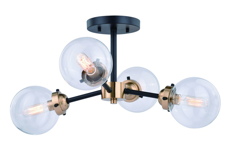 Vaxcel - C0194 - Four Light Semi Flush Mount - Orbit - Muted Brass/Oil Rubbed Bronze