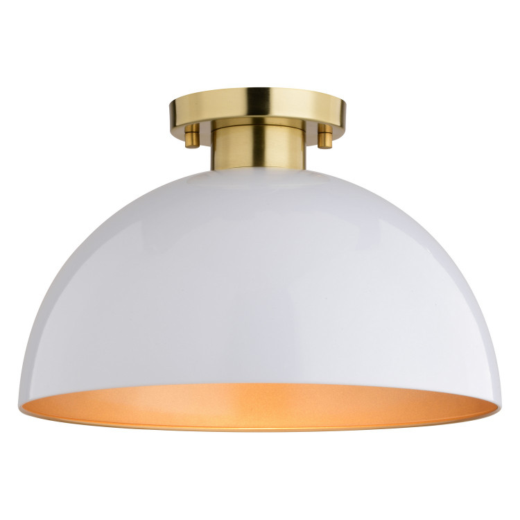 Vaxcel - C0305 - One Light Semi-Flush Mount - Devon - Glossy White/Satin Brass