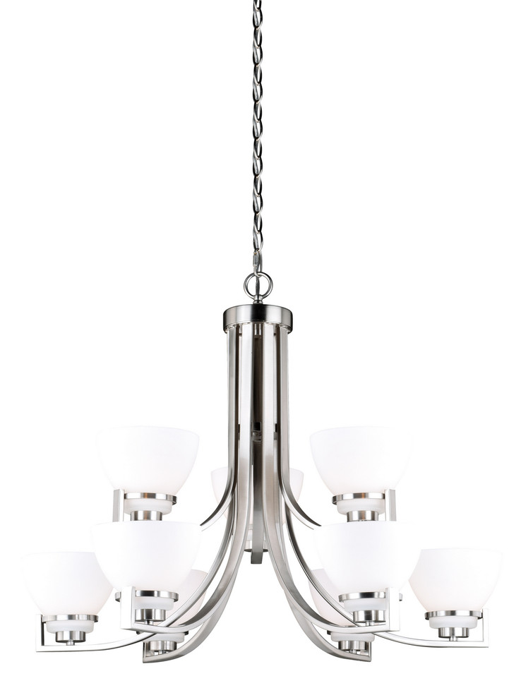 Vaxcel - H0175 - Nine Light Chandelier - Metropolis - Satin Nickel
