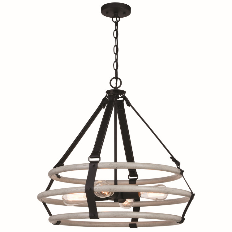 Vaxcel - P0371 - Four Light Pendant - Taylor - Textured Black/Ash Gray