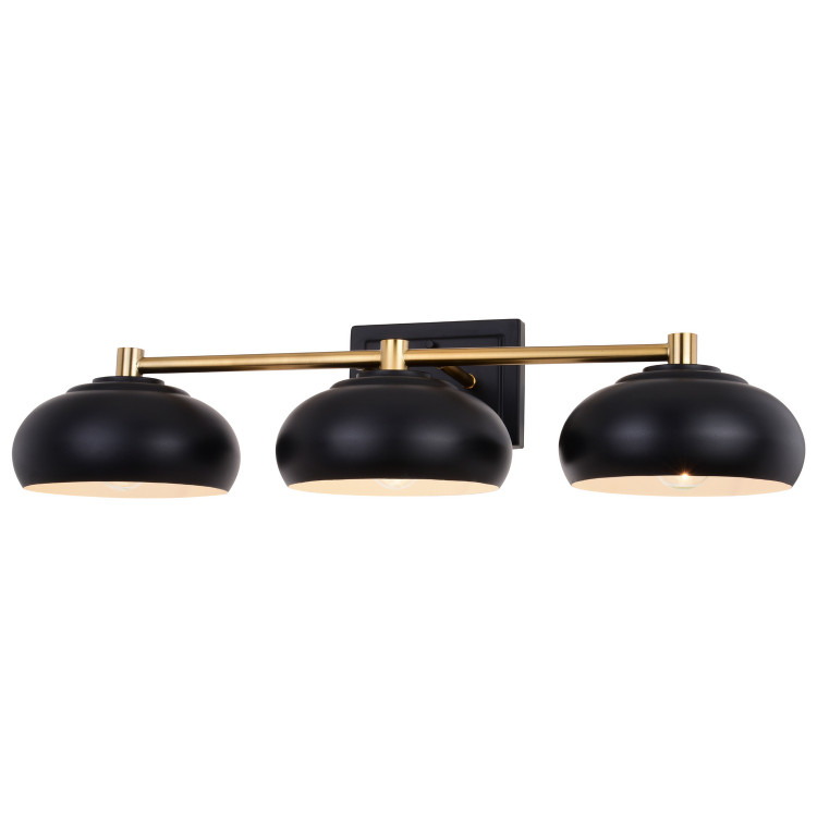 Vaxcel - W0385 - Three Light Vanity - Belmont - Matte Black/Satin Brass