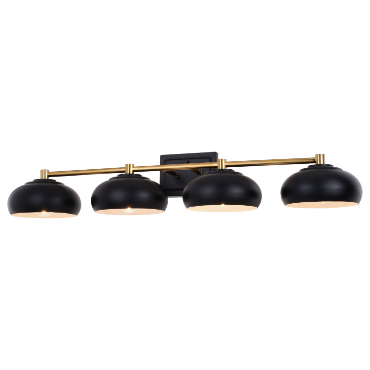 Vaxcel - W0387 - Four Light Vanity - Belmont - Matte Black/Satin Brass