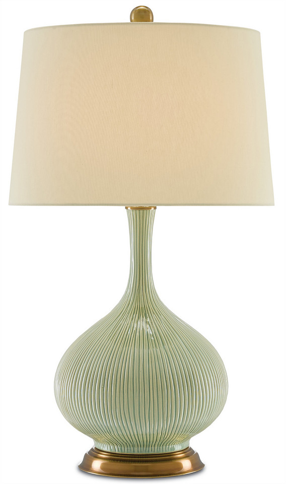 Currey and Company - 6000-0218 - One Light Table Lamp - Cait Green Table Lamp - Grass Green/Antique Brass