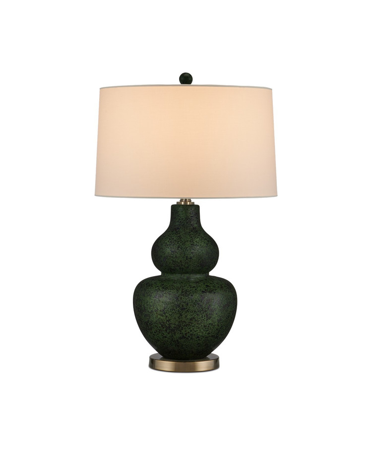 Currey and Company - 6000-0967 - One Light Table Lamp - Kinnaird Table Lamp - Moss Green/Antique Brass