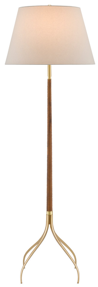 Currey and Company - 8000-0087 - One Light Floor Lamp - Circus - Natural/Brushed Brass