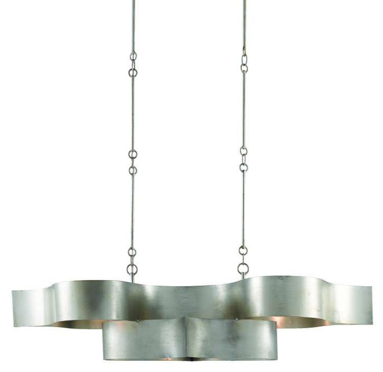 Currey and Company - 9000-0372 - Six Light Chandelier - Grand Lotus - Contemporary Silver Leaf