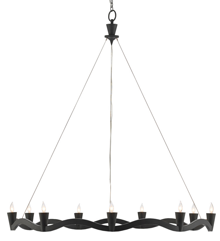 Currey and Company - 9000-0461 - Nine Light Chandelier - Serpentina Collection - Antique Black