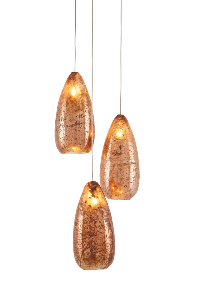 Currey and Company - 9000-0903 - Three Light Pendant - Rame Collection - Copper
