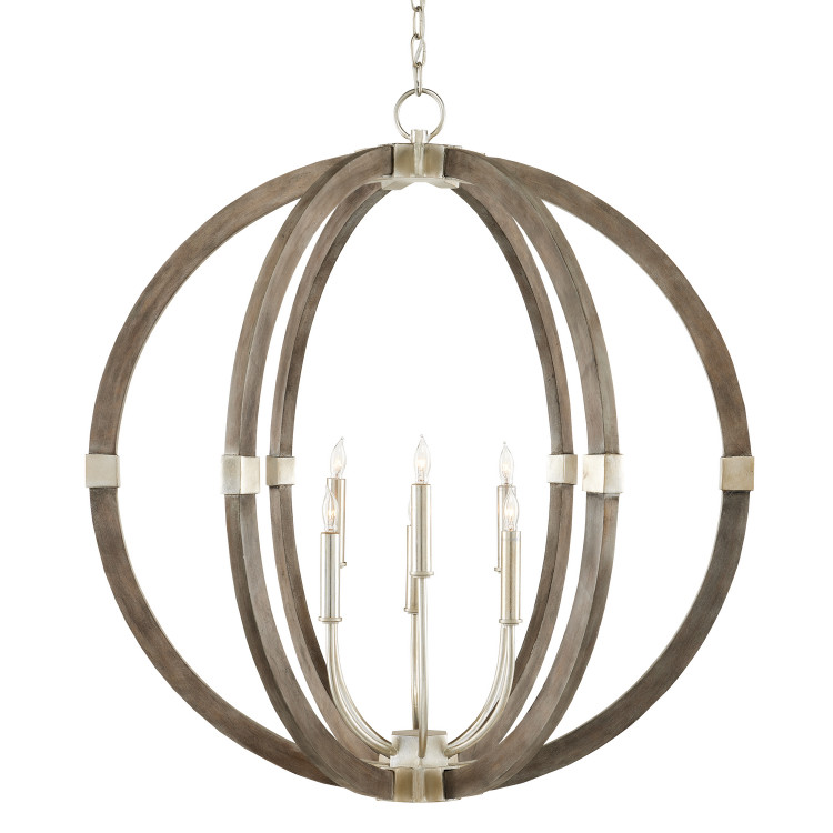 Currey and Company - 9000-0941 - Six Light Chandelier - Bastian Collection - Contemporary Silver Leaf/Chateau Gray