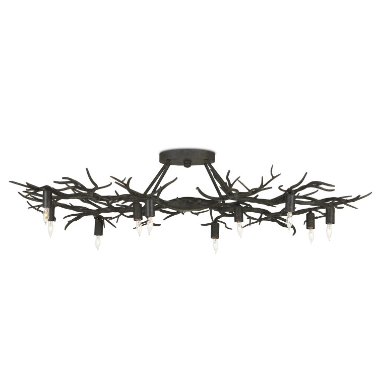 Currey and Company - 9000-0981 - Ten Light Semi-Flush Mount - Rainforest Collection - Rustic Bronze