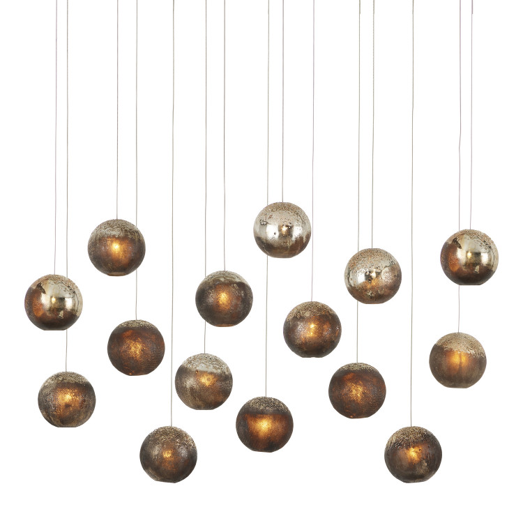 Currey and Company - 9000-1016 - 15 Light Pendant - Pathos Collection - Antique Silver/Antique Gold/Matte Charcoal