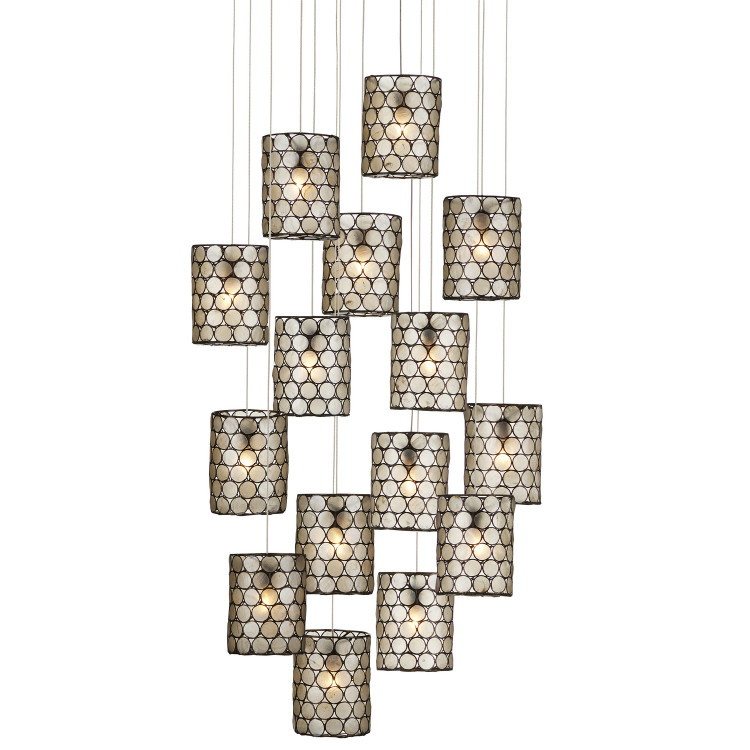 Currey and Company - 9000-1050 - 15 Light Pendant - Regatta - Natural/Cupertino/Silver
