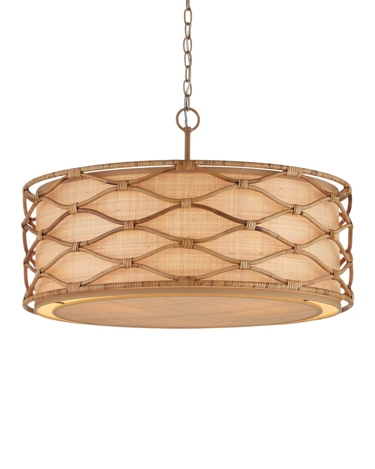 Currey and Company - 9000-1209 - Three Light Pendant - Partita - Natural/Saddle Tan
