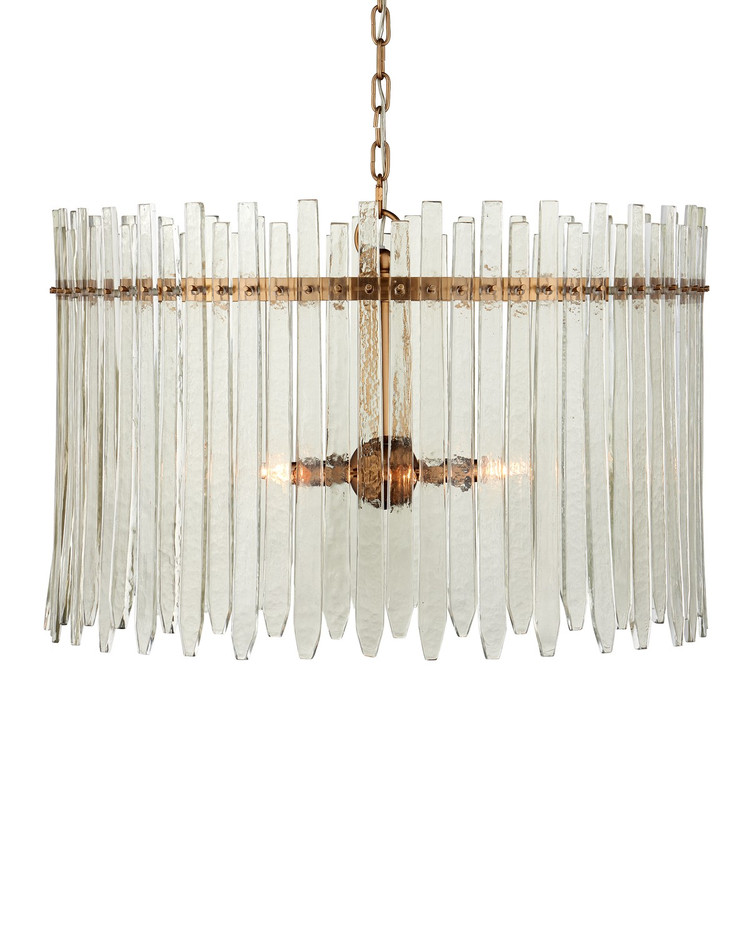 Currey and Company - 9000-1234 - Six Light Chandelier - Electra Collection - Clear / Antique Brass
