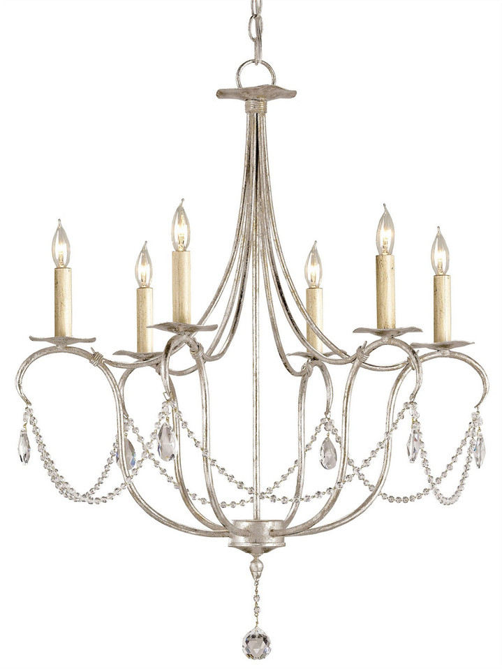 Currey and Company - 9890 - Six Light Chandelier - Crystal Lights Collection - Silver Leaf Currey and Company - 9890 - Six Light Chandelier - Crystal Lights Collection - Silver Leaf