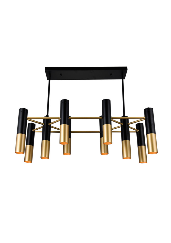 CWI Lighting - 1015P32-10-129 - Ten Light Chandelier - Anem - Matte Black & Satin Gold