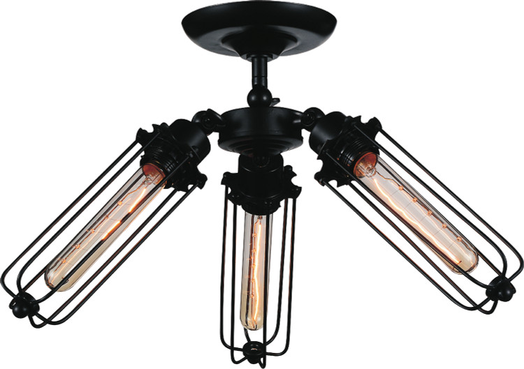 CWI Lighting - 9624C23-3-101 - Three Light Flush Mount - Benji - Black