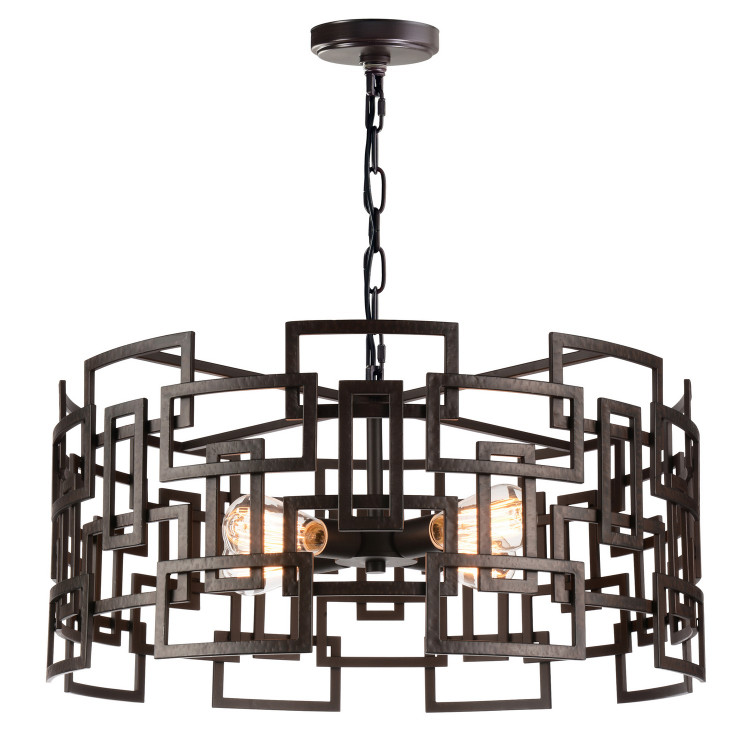 CWI Lighting - 9913P25-4-205 - Four Light Chandelier - Litani - Brown