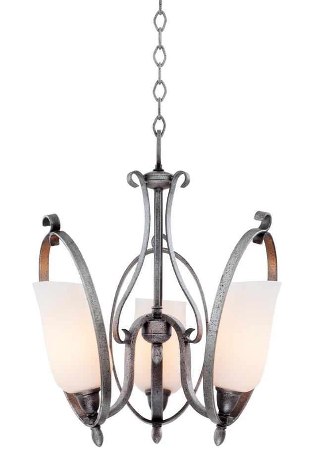 Kalco - 7237FI/OPAL - Three Light Mini Chandelier - Mateo - Flecked Iron Kalco - 7237FI/OPAL - Three Light Mini Chandelier - Mateo - Flecked Iron