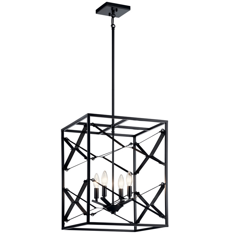 Kichler - 52141BK - Four Light Foyer Pendant - Sevan - Black