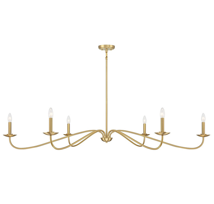 Meridian - M100119NB - Six Light Chandelier - Natural Brass