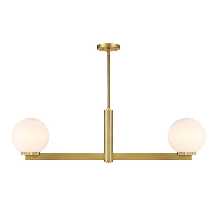 Meridian - M100124NB - Two Light Linear Chandelier - Natural Brass