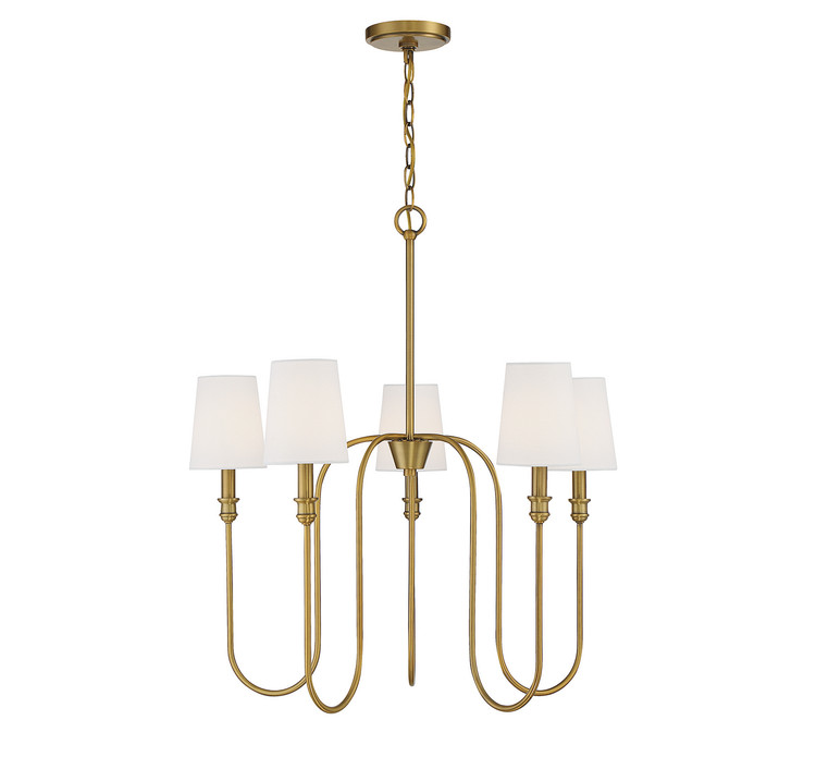 Meridian - M10077NB - Five Light Chandelier - Natural Brass