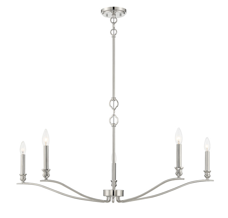 Meridian - M10086PN - Five Light Chandelier - Polished Nickel