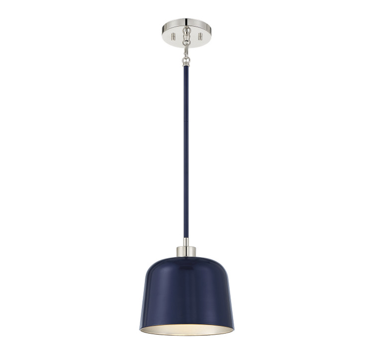 Meridian - M70118NBLPN - One Light Pendant - Navy Blue with Polished Nickel