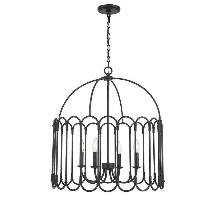 Meridian - M7029MBK - Four Light Pendant - Matte Black