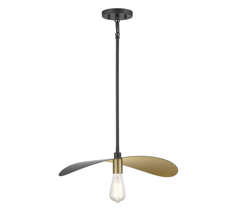 Meridian - M7031MBKNB - One Light Pendant - Matte Black and Painted Gold
